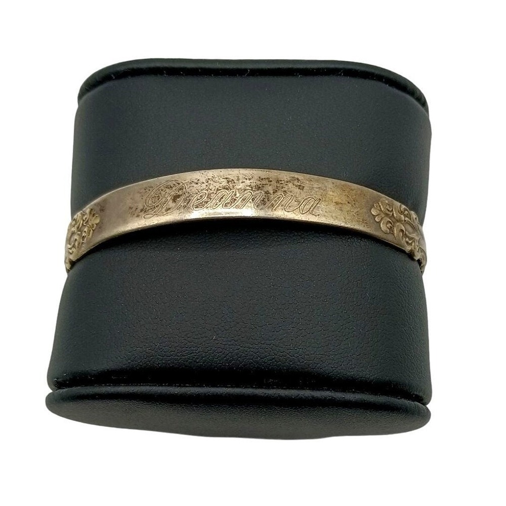 International Sterling Silver Bracelet Engraved Identification Cuff Signed Jewel